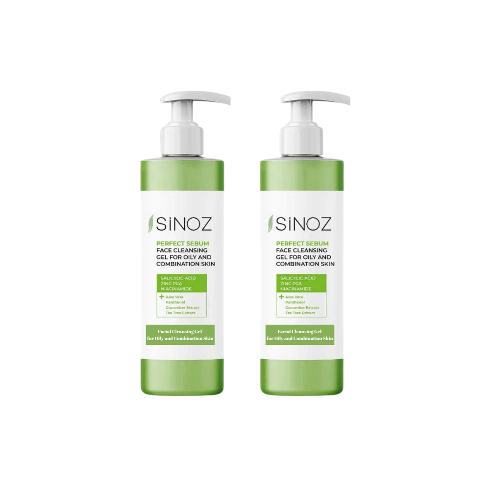 Gel nettoyant visage Sinoz pour peaux grasses et mixtes 400 ml, lot de 2