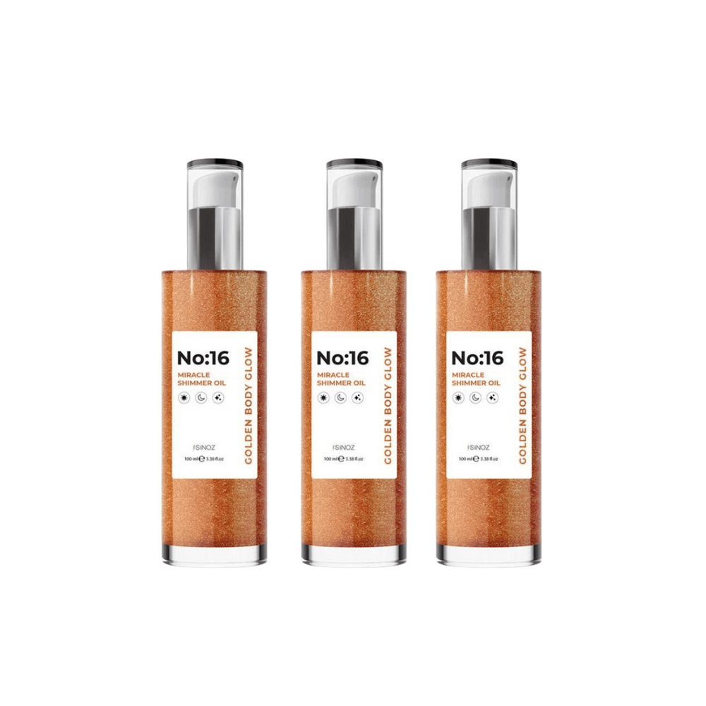 Sinoz No:16 Huile de soin miraculeuse scintillante pour cheveux et corps 100 ml Lot de 3