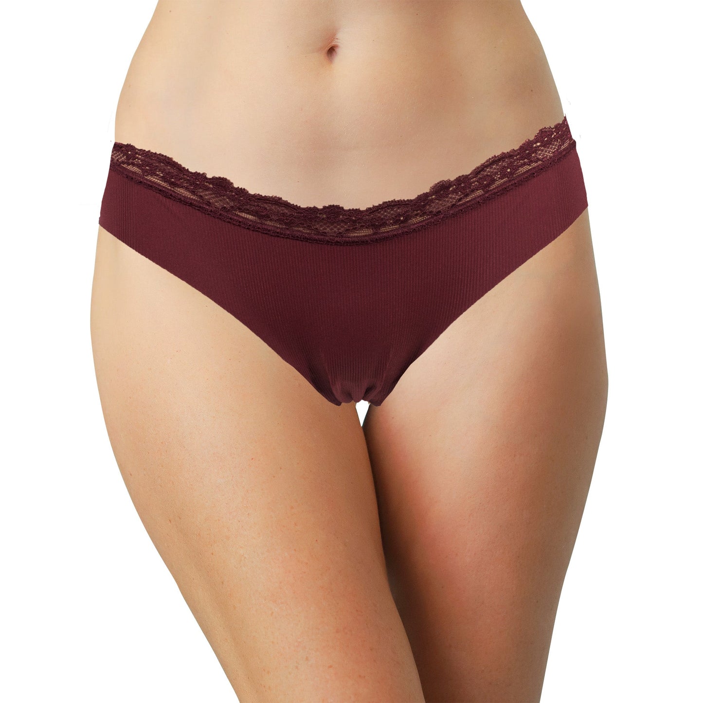 Laser Cut Rib Thong with Lace Waist, XS-2X