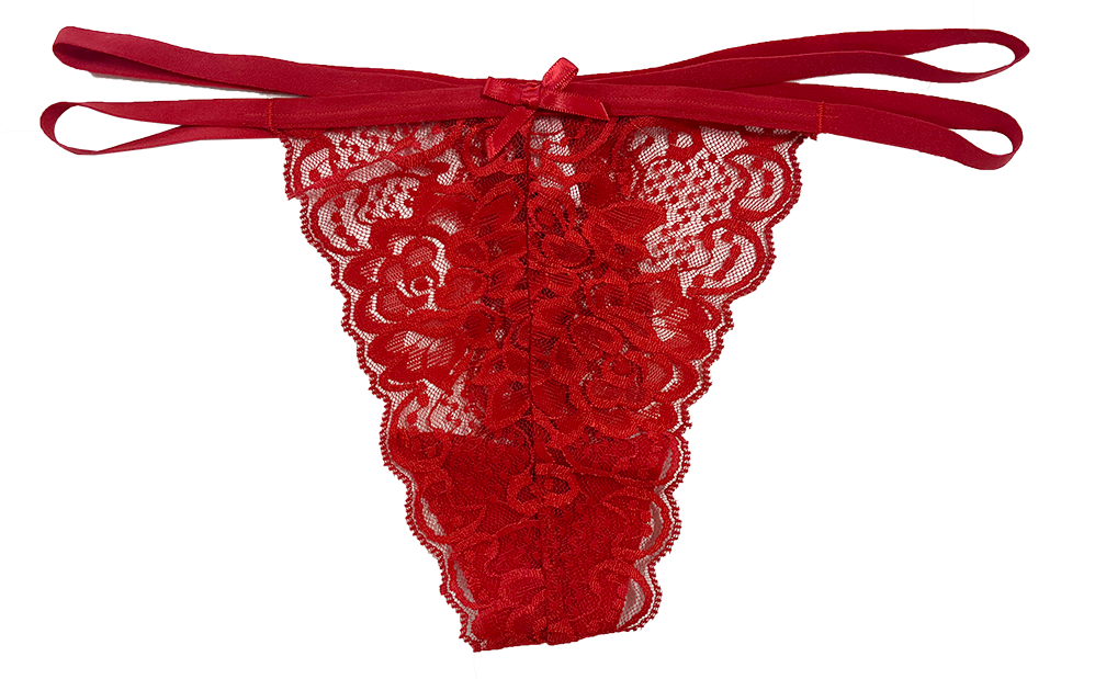 Lace Thong with Elastic Straps, XS- 2X