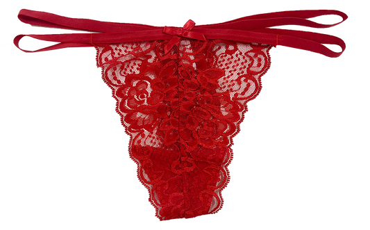 Lace Thong with Elastic Straps, XS- 2X