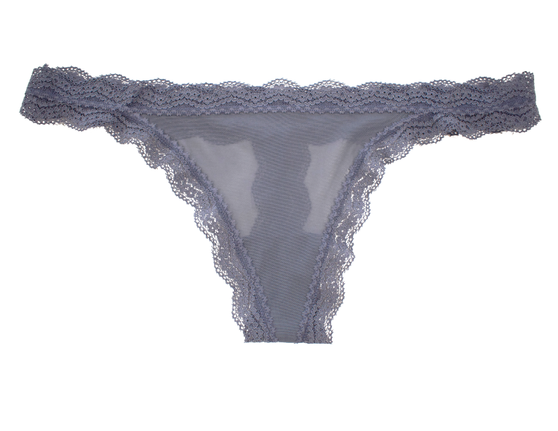 Mesh Thong with Lace Trim at the Waist and Leg, XS-2X