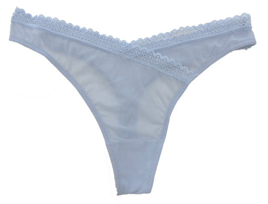 V-Front Mesh Thong with Lace, XS-2X
