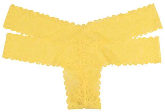 Yellow All Lace Thong with Double Bands
