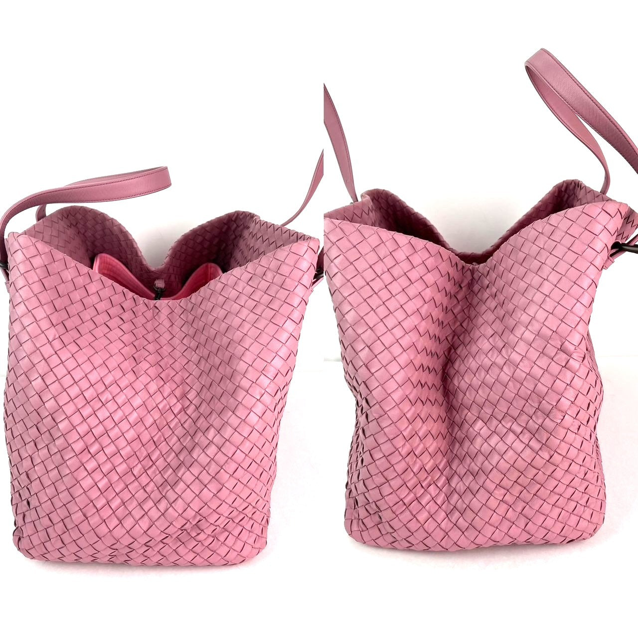 Bottega Venetta Nappa Intrecciato Large Seamless Rose Pink tote Bag
