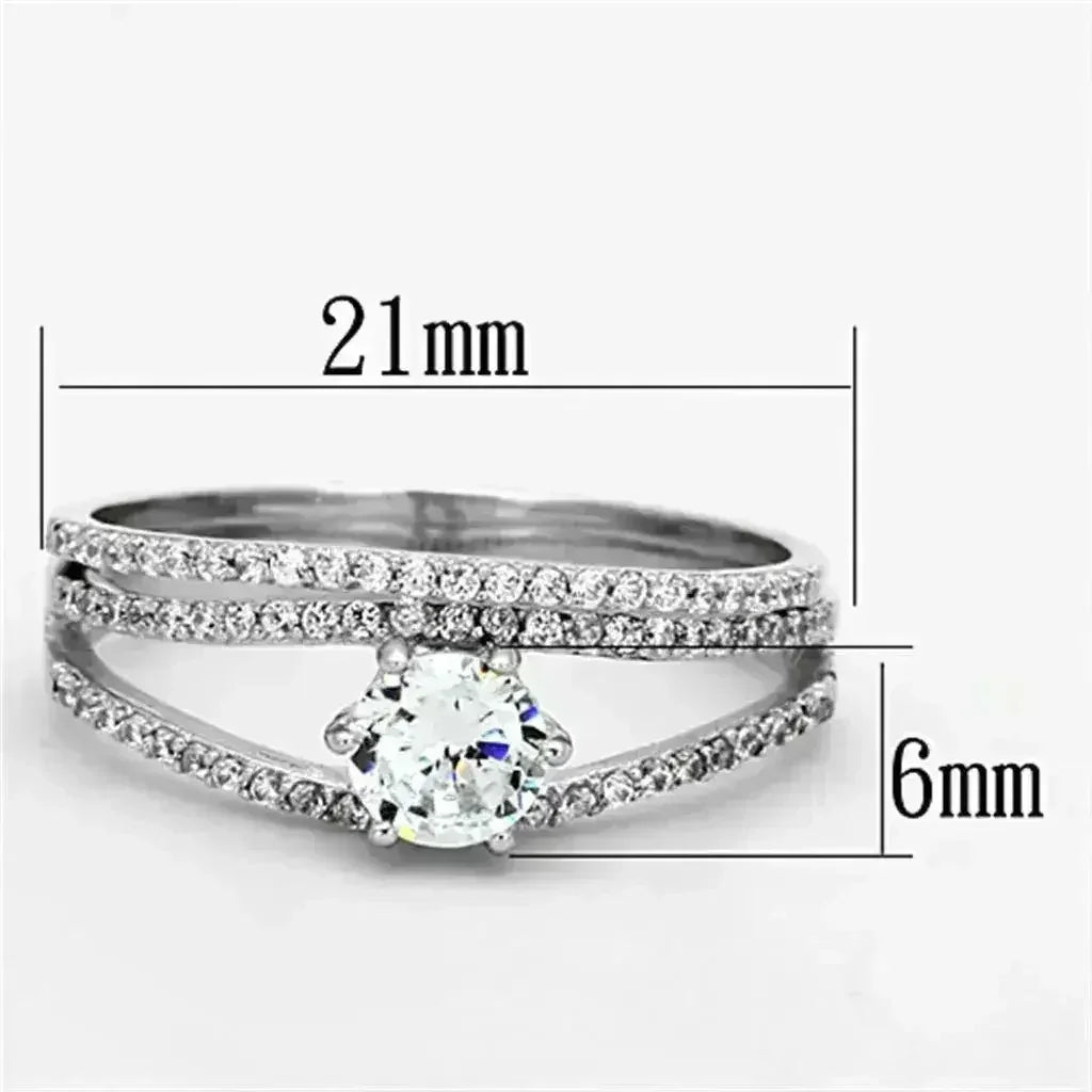 925 Sterling Silver Rhodium Ring – AAA Clear CZ Brilliance