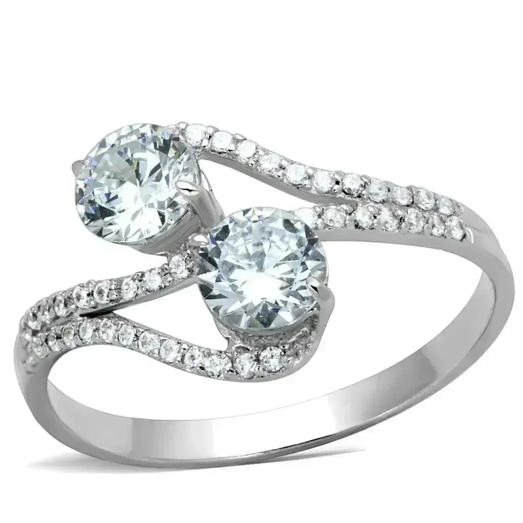 925 Sterling Silver Rhodium Ring – AAA Clear CZ Solitaire