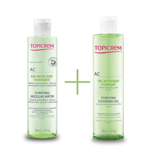 Topicrem AC Eau Micellaire Purifiante 200 ml et Gel Nettoyant AC 200 ml
