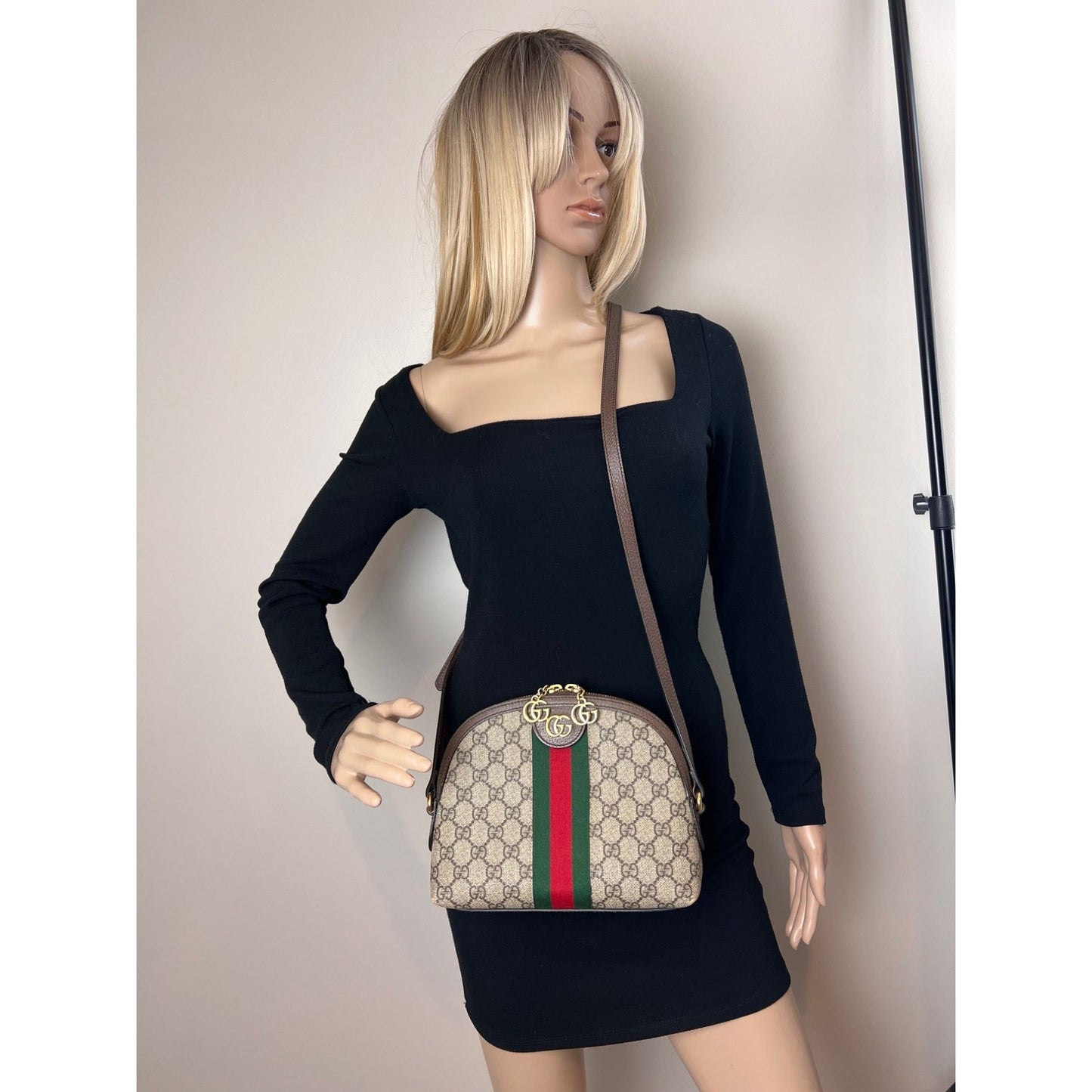 Gucci Ophidia Small Dome Monogram Web Shoulder Bag