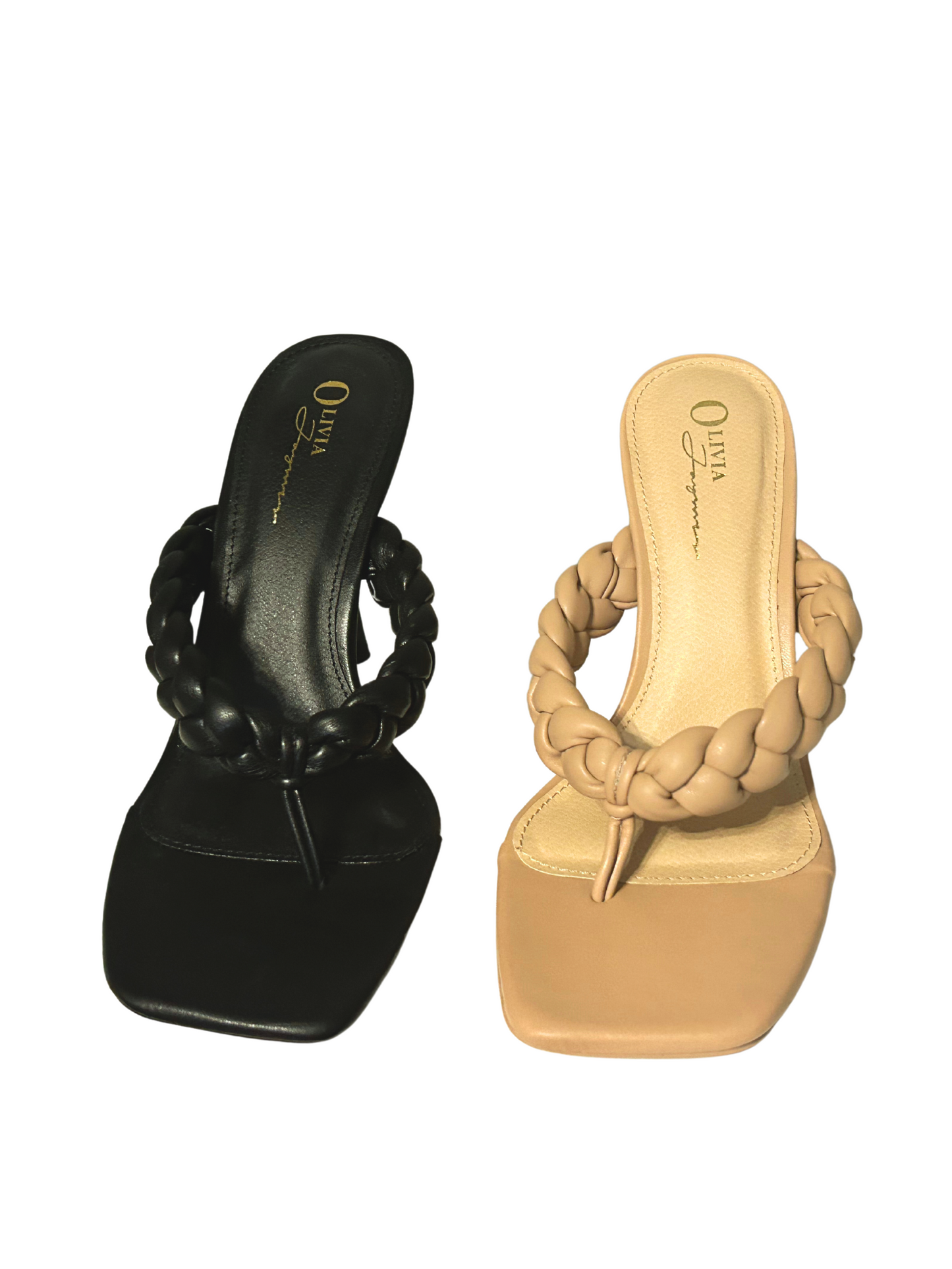 Nixie 4-Inch Chic Nude Slip on  Sandals With Braided Design For Comfort And Style