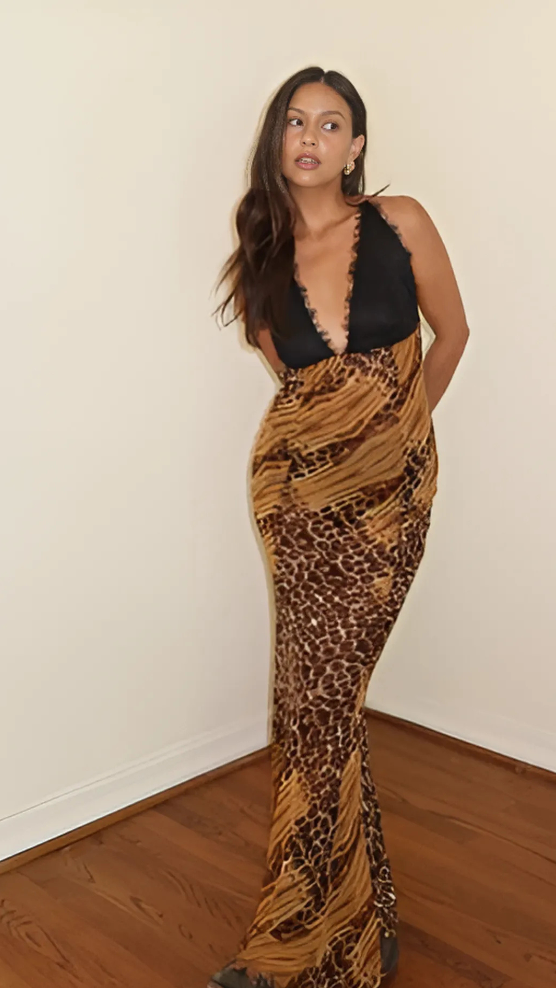 Maci Leopard Sheer Maxi Halter Dress | Chic Animal Print Resort Dress