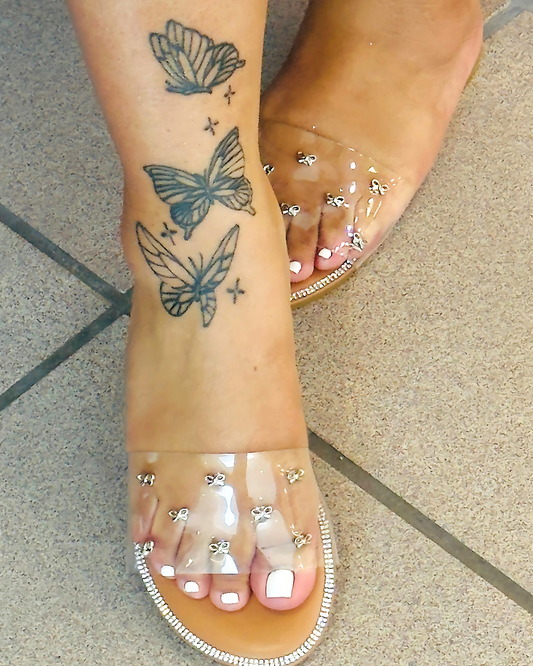 Clear Bow Glamour Slides – Cushioned Slip-On Summer Sandals