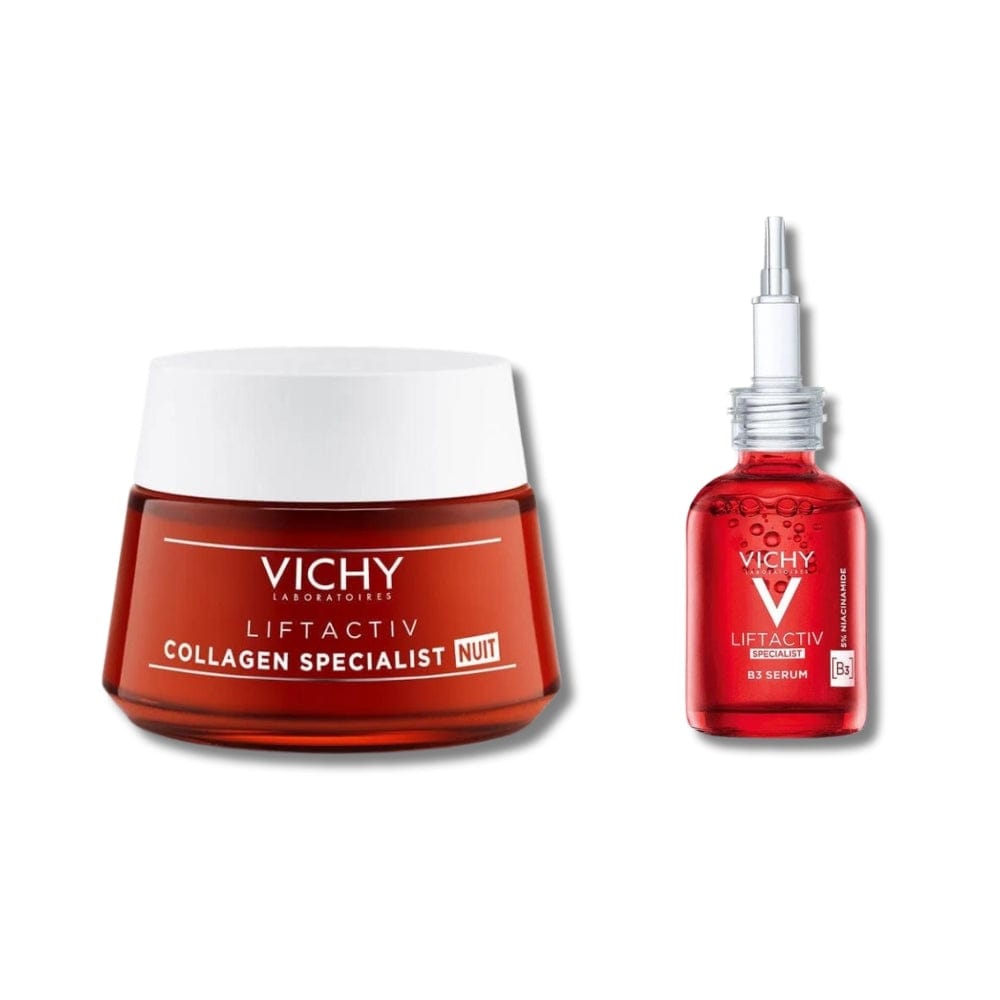 Vichy Liftactiv Collagen Specialist Anti-Aging Night Care Cream 1.7 oz Skin Care & Specialist B3 Dark Spots &Wrinkles Serum 30 ml