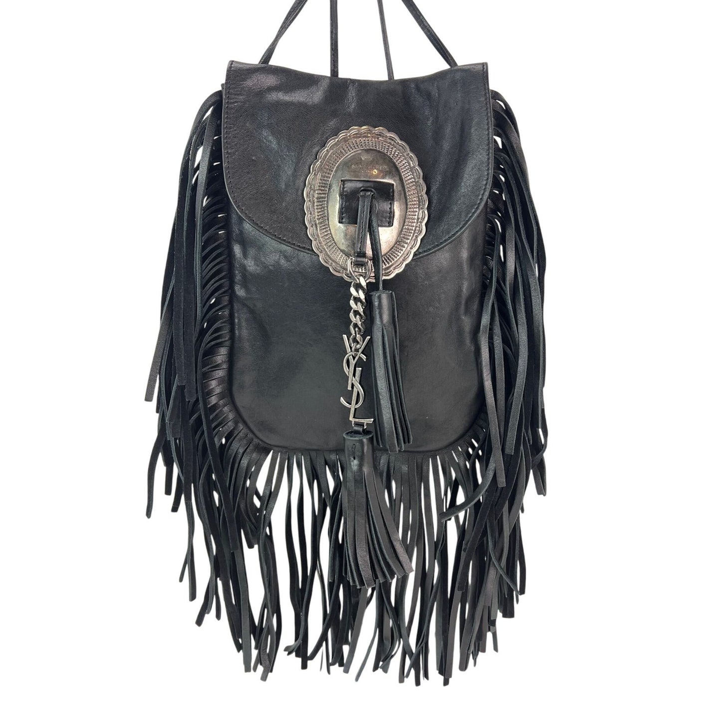 Saint Laurent Lambskin Anita Tassel Black Crossbody Bag