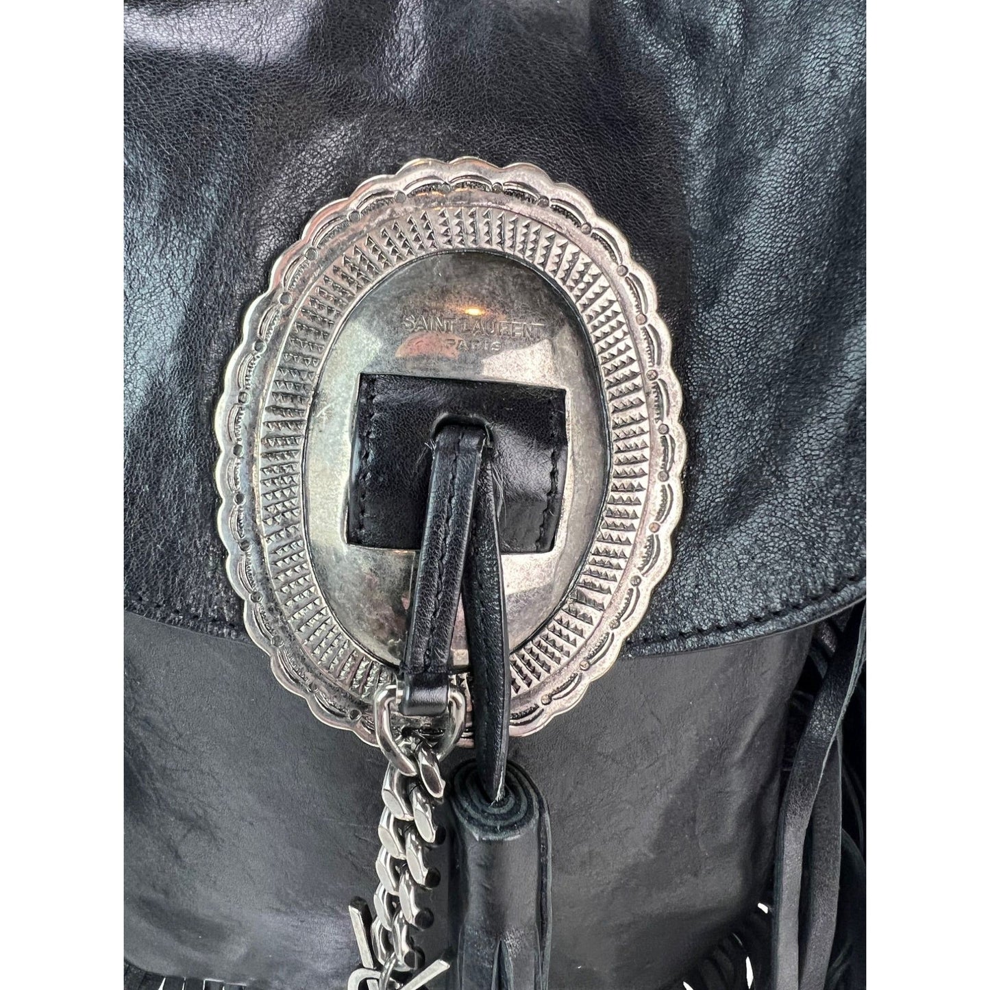 Saint Laurent Lambskin Anita Tassel Black Crossbody Bag