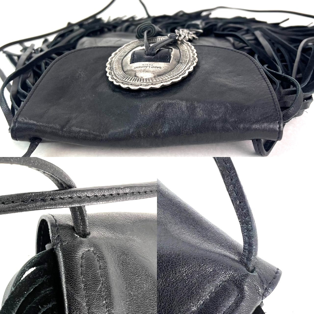 Saint Laurent Lambskin Anita Tassel Black Crossbody Bag