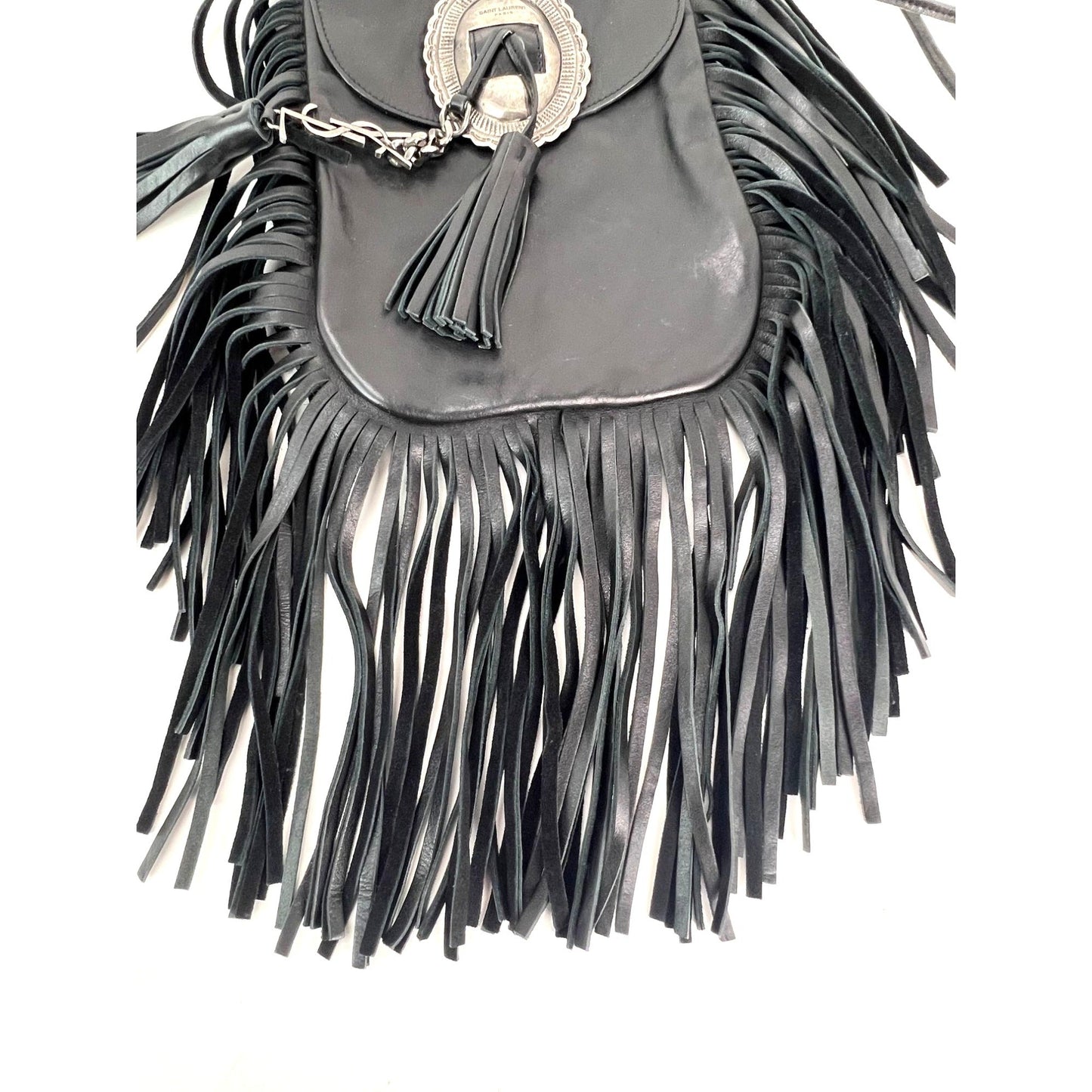 Saint Laurent Lambskin Anita Tassel Black Crossbody Bag