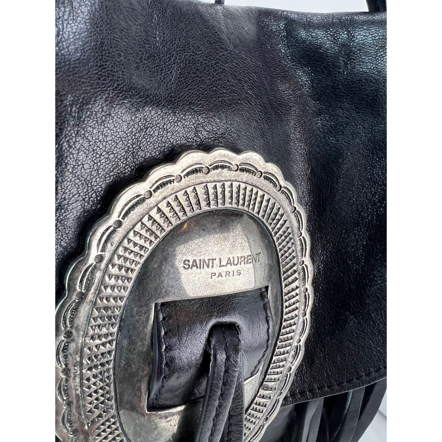 Saint Laurent Lambskin Anita Tassel Black Crossbody Bag