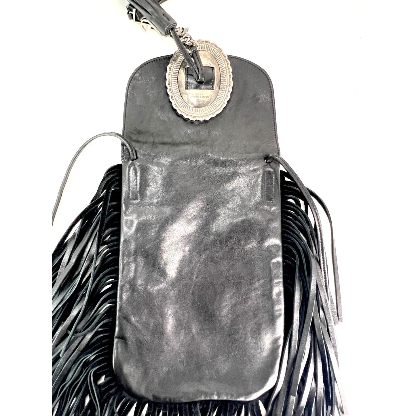 Saint Laurent Lambskin Anita Tassel Black Crossbody Bag