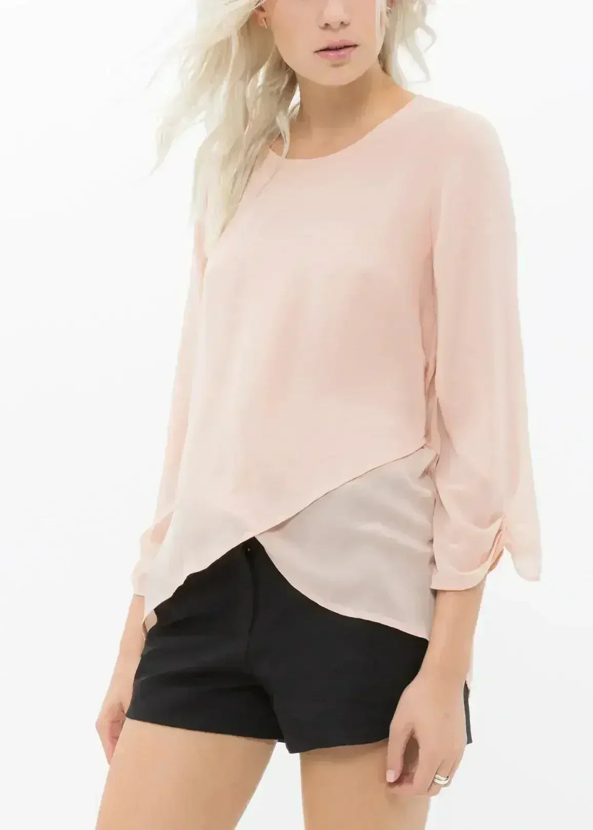 Blush & Cream Cross Hem Blouse For Women | Femstylo