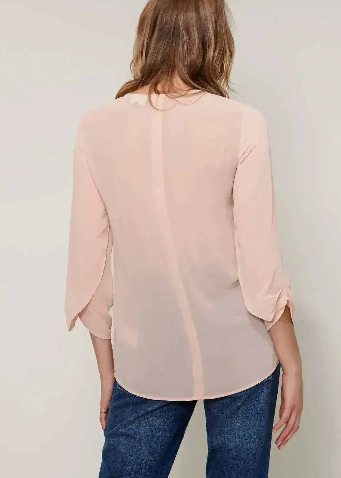 Blush & Cream Cross Hem Blouse For Women | Femstylo