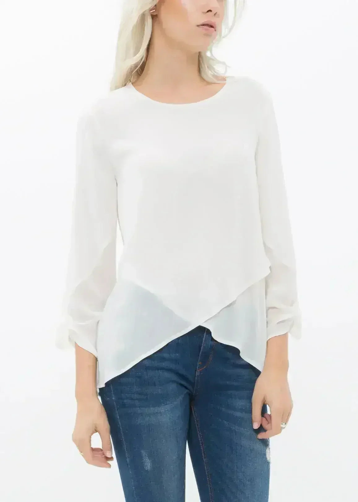 Blush & Cream Cross Hem Blouse For Women | Femstylo