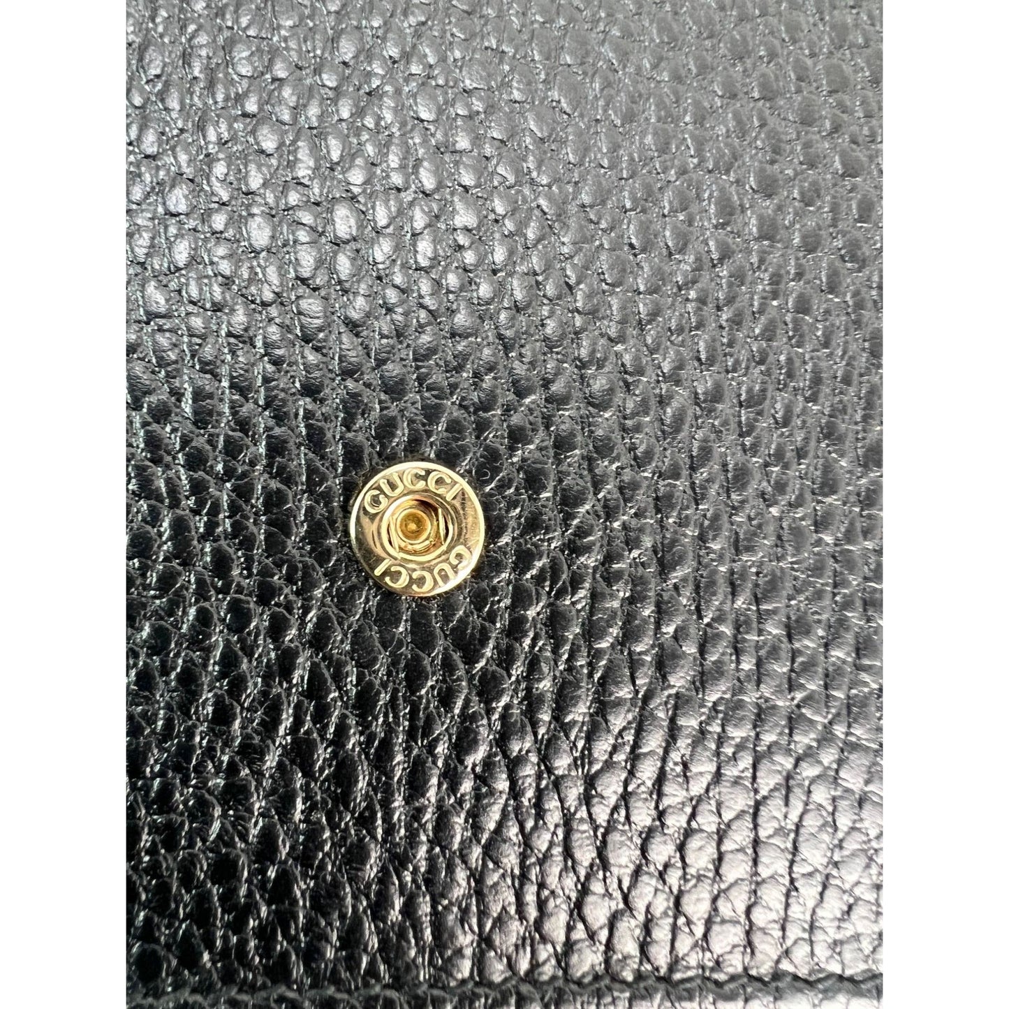 Gucci Interlocking Black Leather Dollar Calfskin GG Wallet on a Chain Clutch Bag