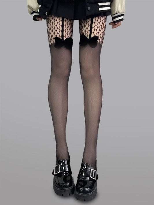 All-in-One Bow Mesh Tights