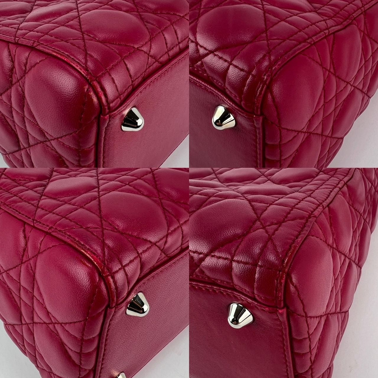 Christian Dior Lambskin Cannage Large Red Lady Dior Shoulder Bag