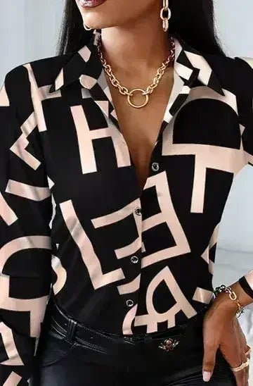 Black color Jazz Letter Print Blouse | Femstylo
