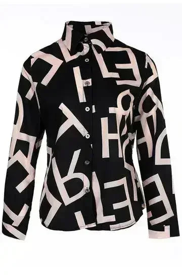 Black color Jazz Letter Print Blouse | Femstylo