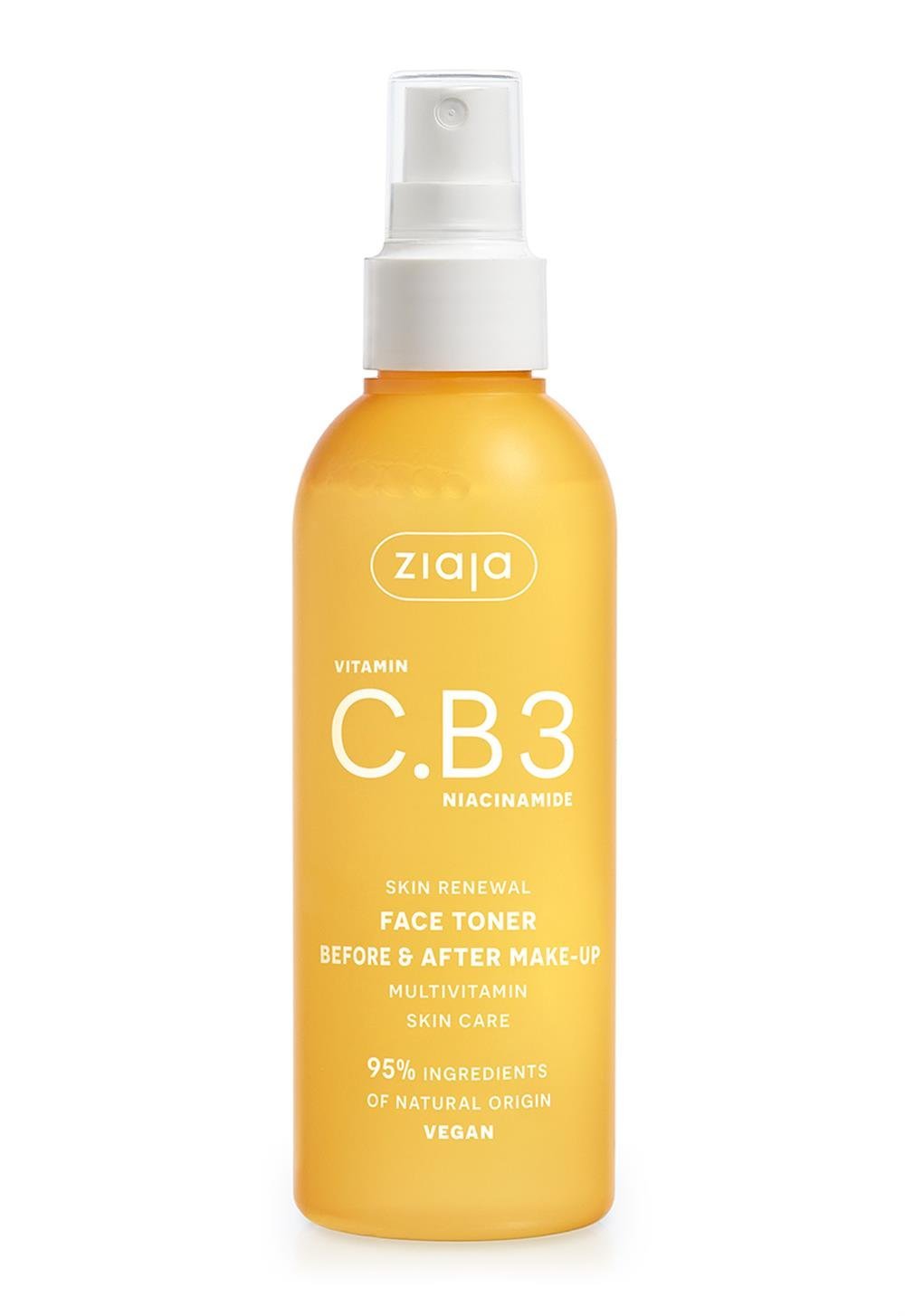 Spray tonique quotidien pour le visage Ziaja à la vitamine C.B3 et à la niacinamide, 190 ml
