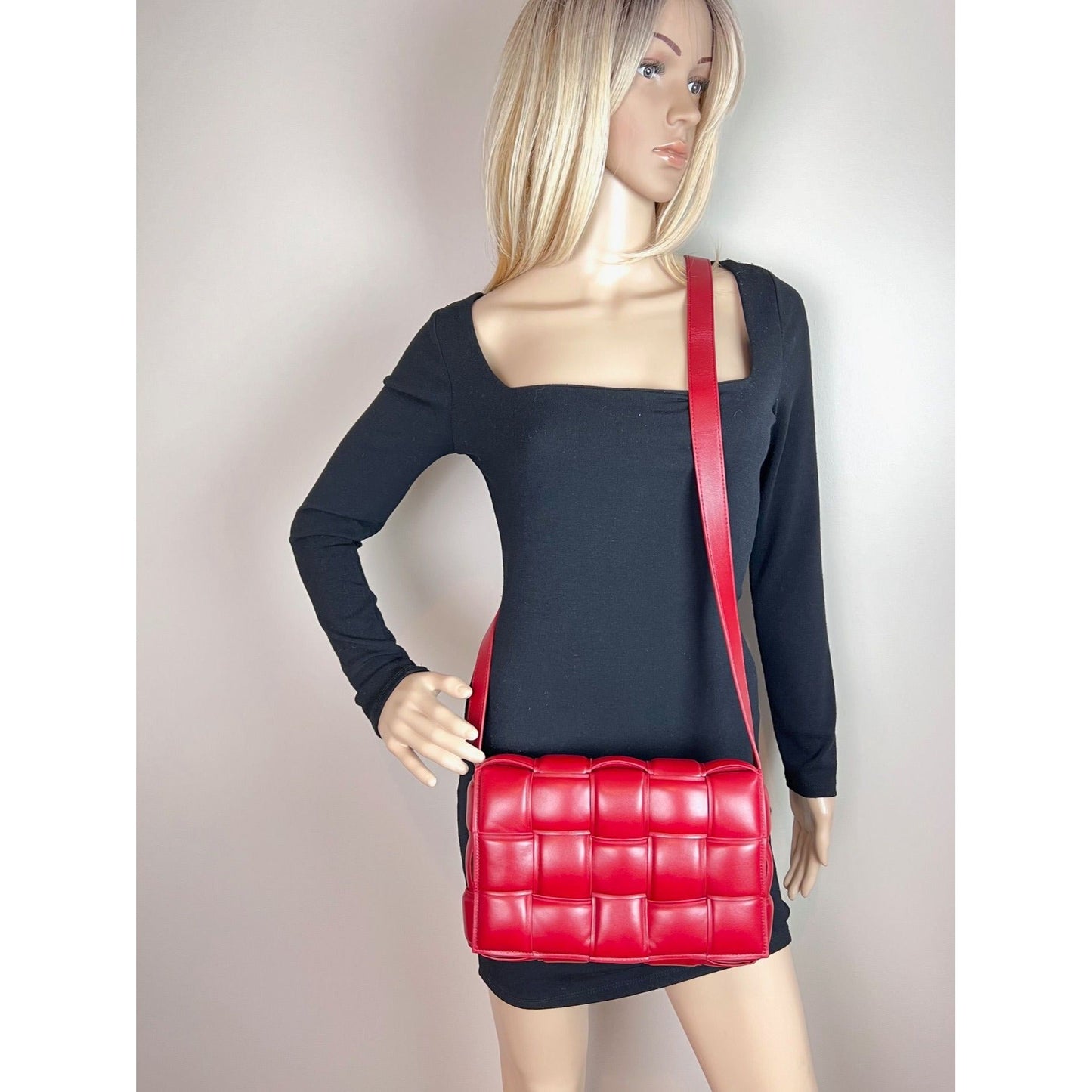 Bottega Veneta Red Nappa Maxi Intreccio Padded Cassette Crossbody Bag