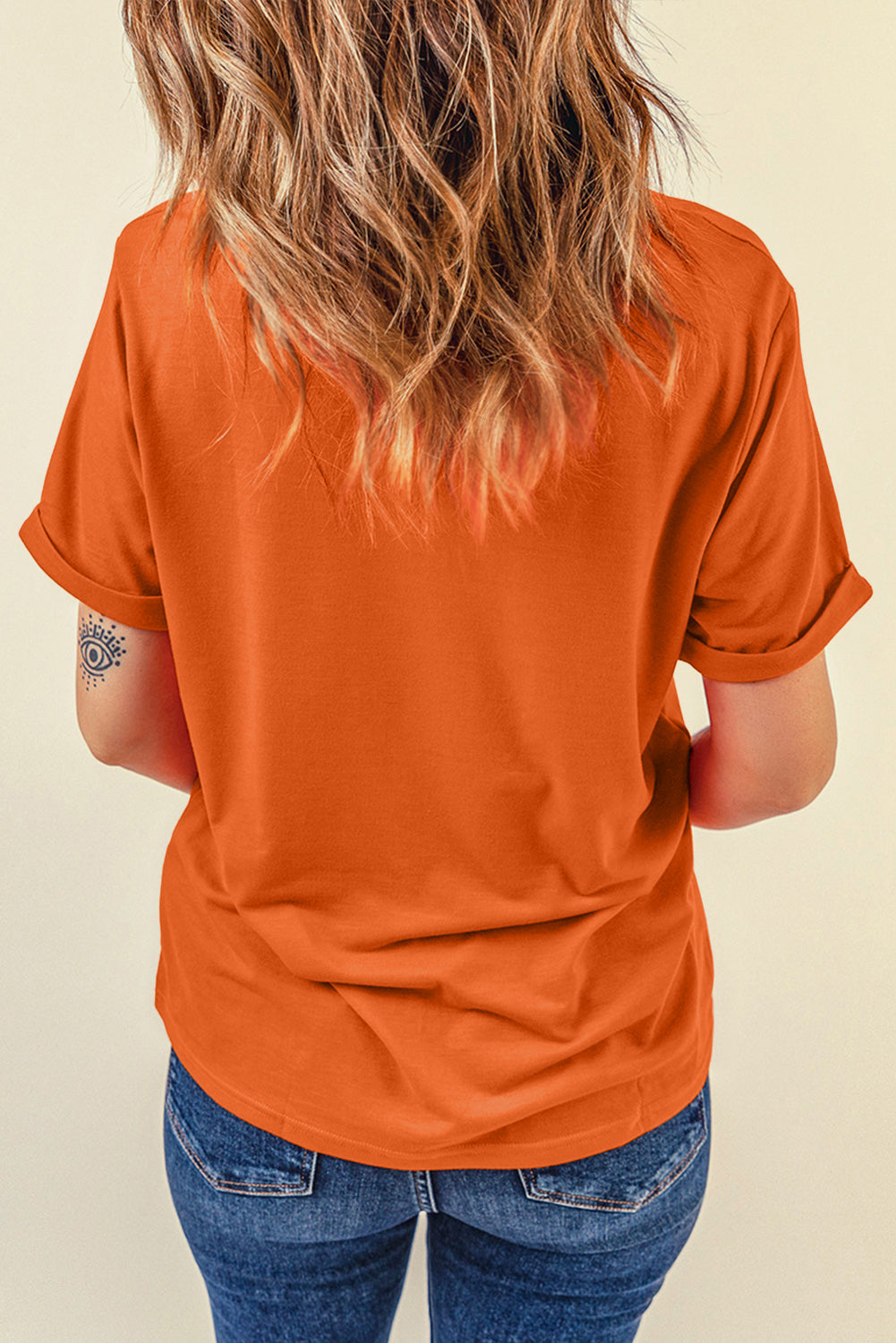 Orange Boo Halloween Ghost Spider Embroidered Graphic Tee