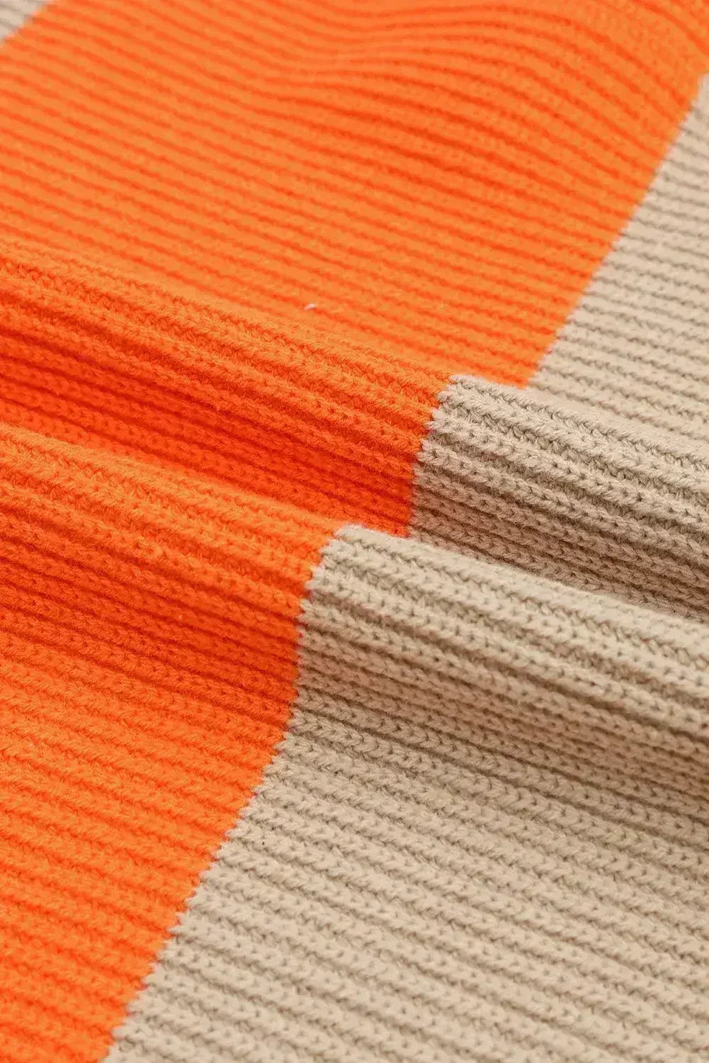 Orange Colorblock Ribbed Knit Cardigan