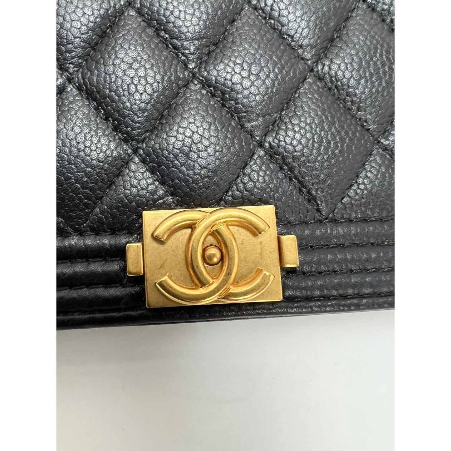 Chanel Caviar Quilted Mini Boy Clutch Wallet on a Chain Black