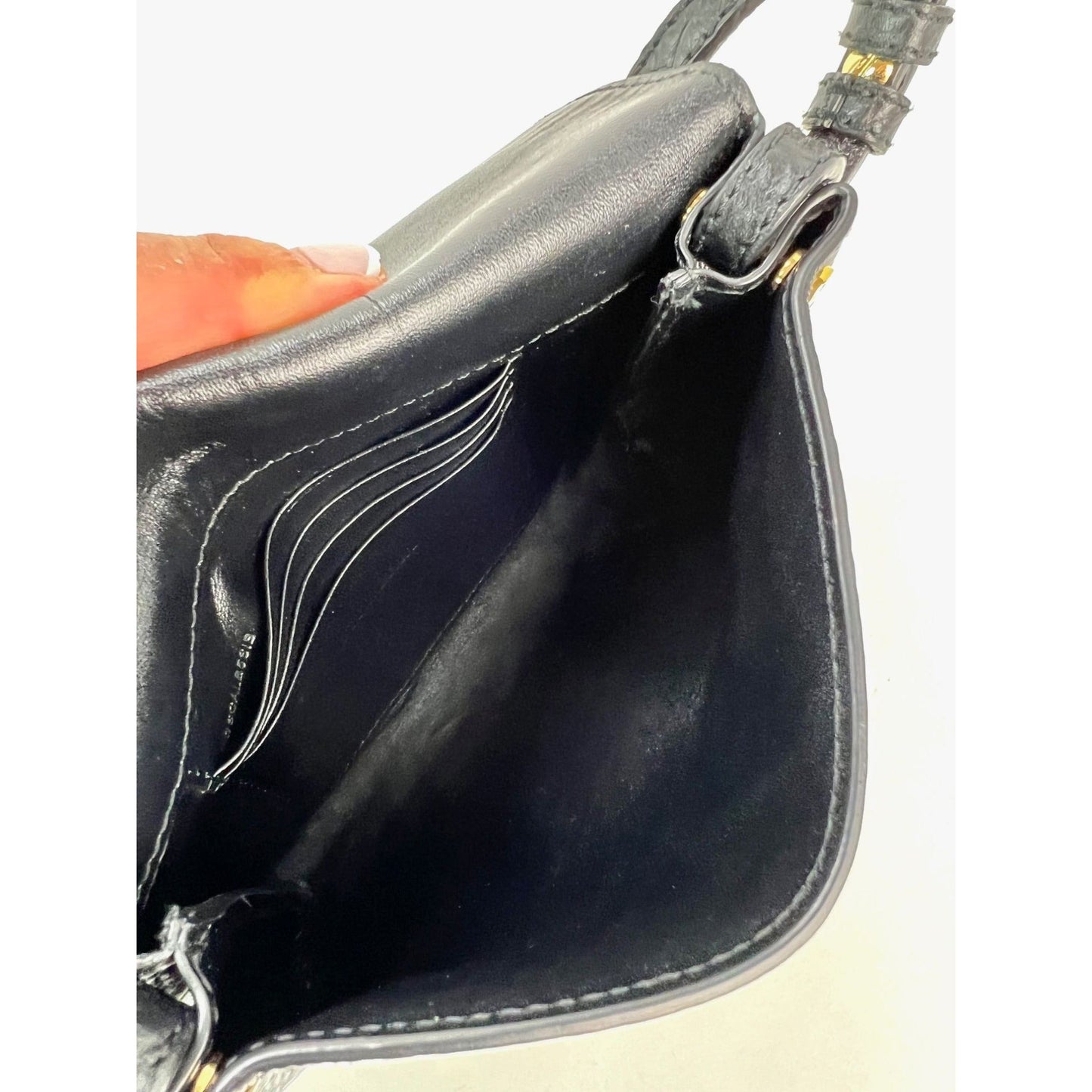 Burberry Signature Grain Leather Check Embossed Langley Black Crossbody