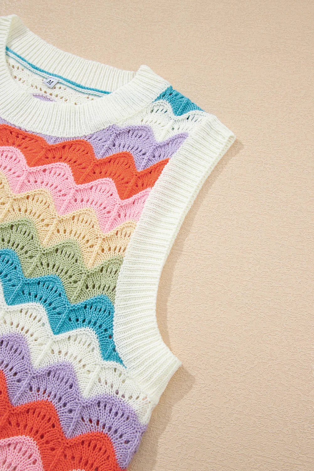 Multicolour Cut Out Scalloped Rainbow Sweater Vest