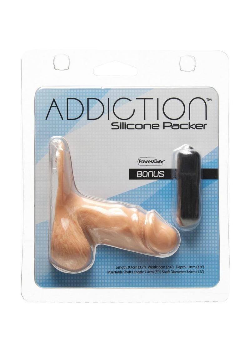Addiction Silicone Packer Dong Caramel with PowerBullet