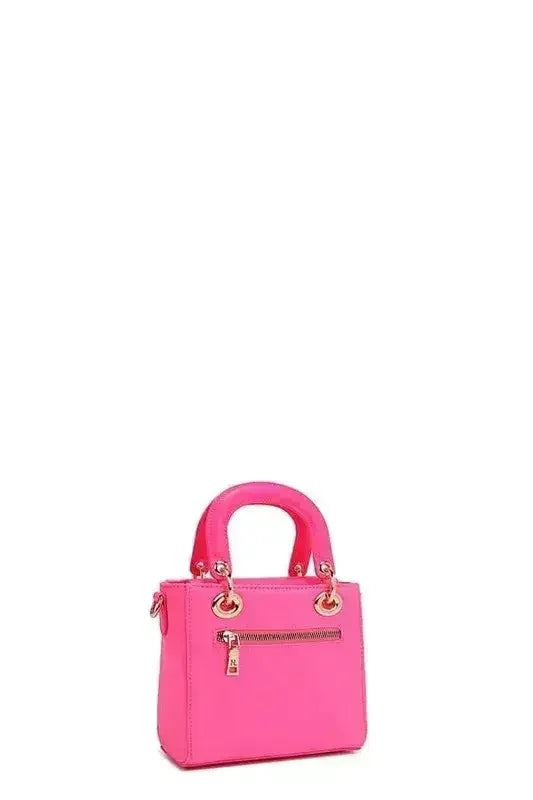 Pink Color Patch Handbag - Top Handle & Crossbody | Femstylo