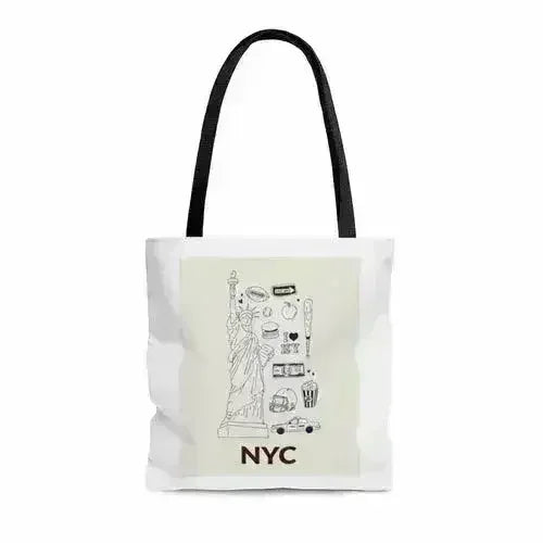NYC Tote Bag - Medium Polyester Shopper with City Symbols