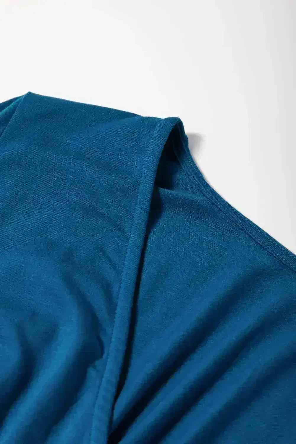 Black Deep V Neck Ruched High Waist Midi Dress