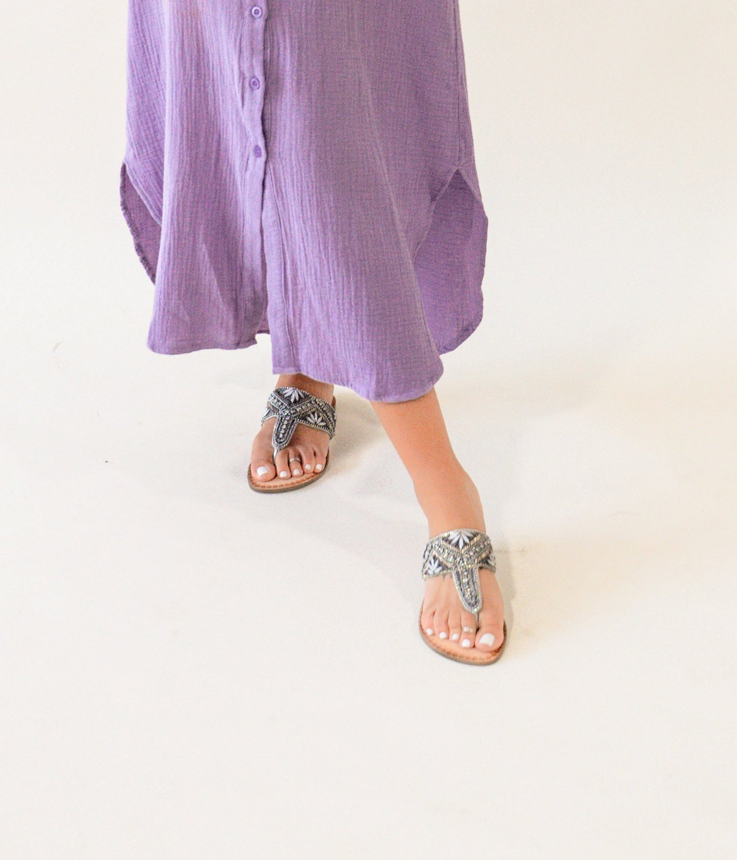 Sandales à perles Amare en argent