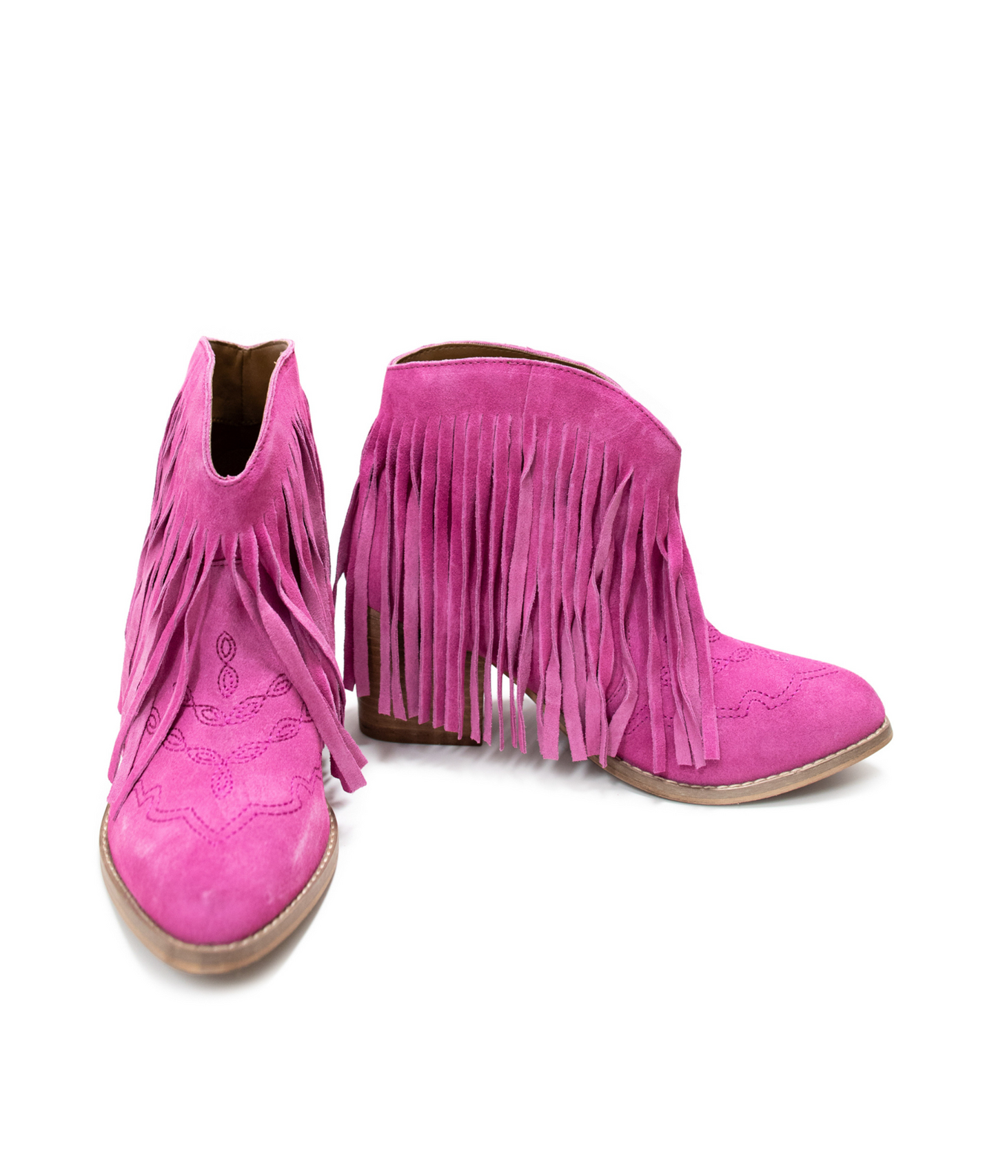Bottines à franges Amos en daim magenta