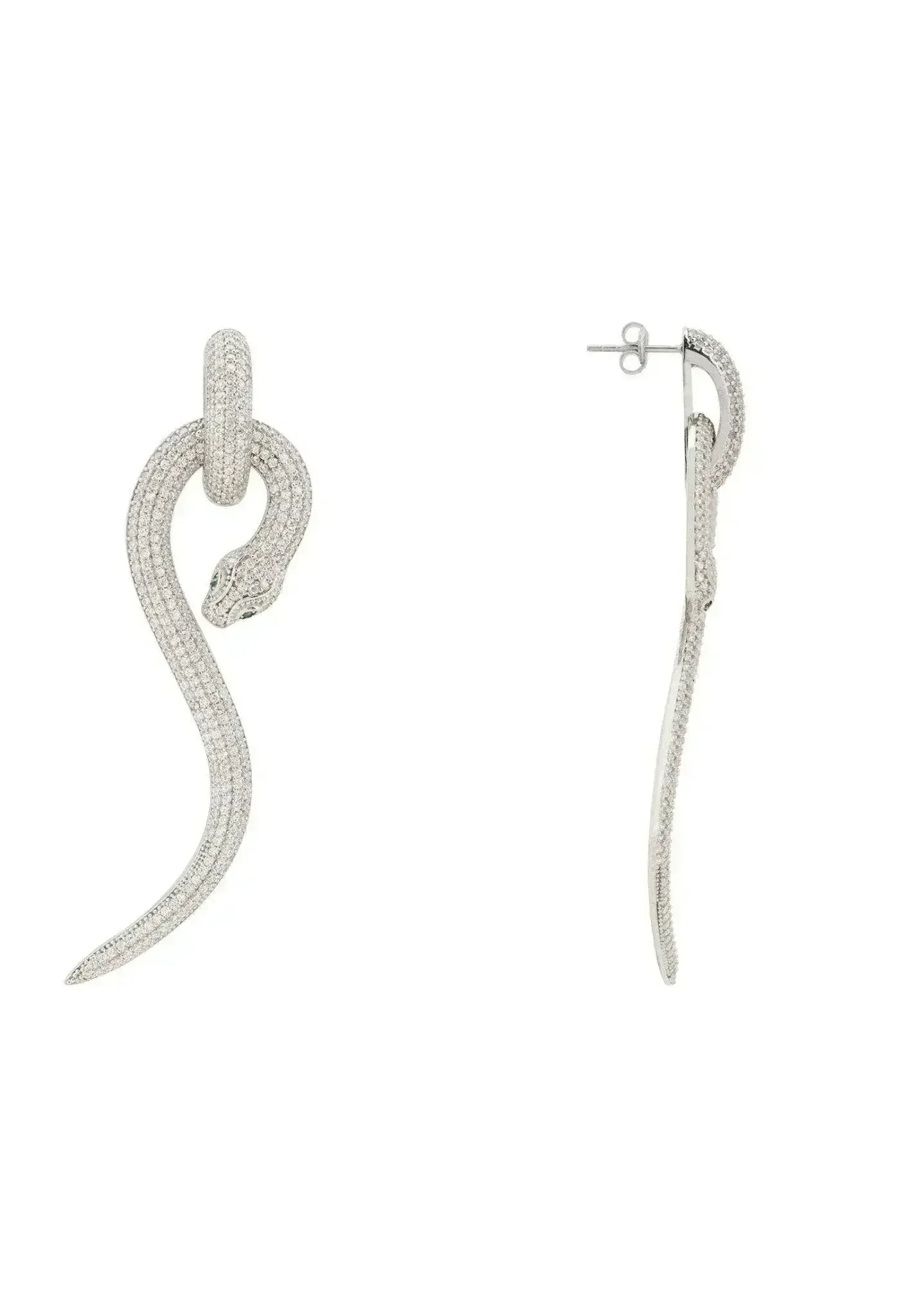 Anaconda Snake Drop Earrings | Sterling Silver Animal Jewelry -Femstylo