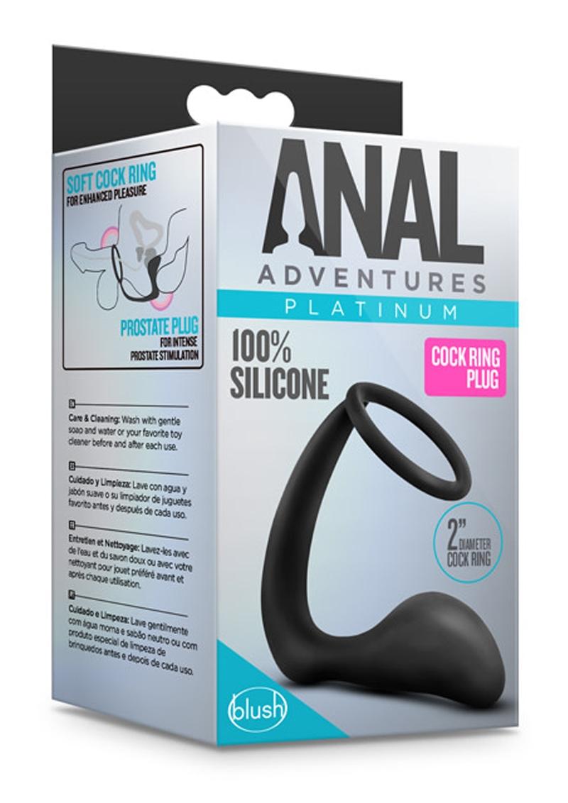 Anal Adventures Platinum Cock Ring Plug