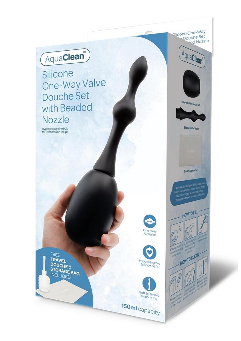 AquaClean 150ml Silicone One-Way Valve Douche with Beaded Nozzle