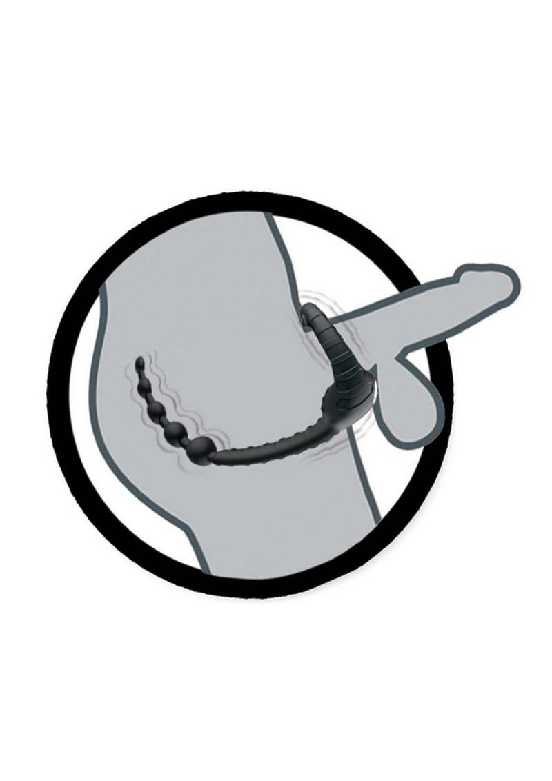 Atomic Dual Delight Rechargeable Silicone Cock Ring with Anal Beads