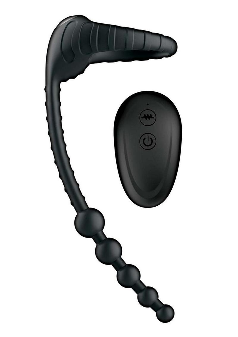 Atomic Dual Delight Rechargeable Silicone Cock Ring with Anal Beads