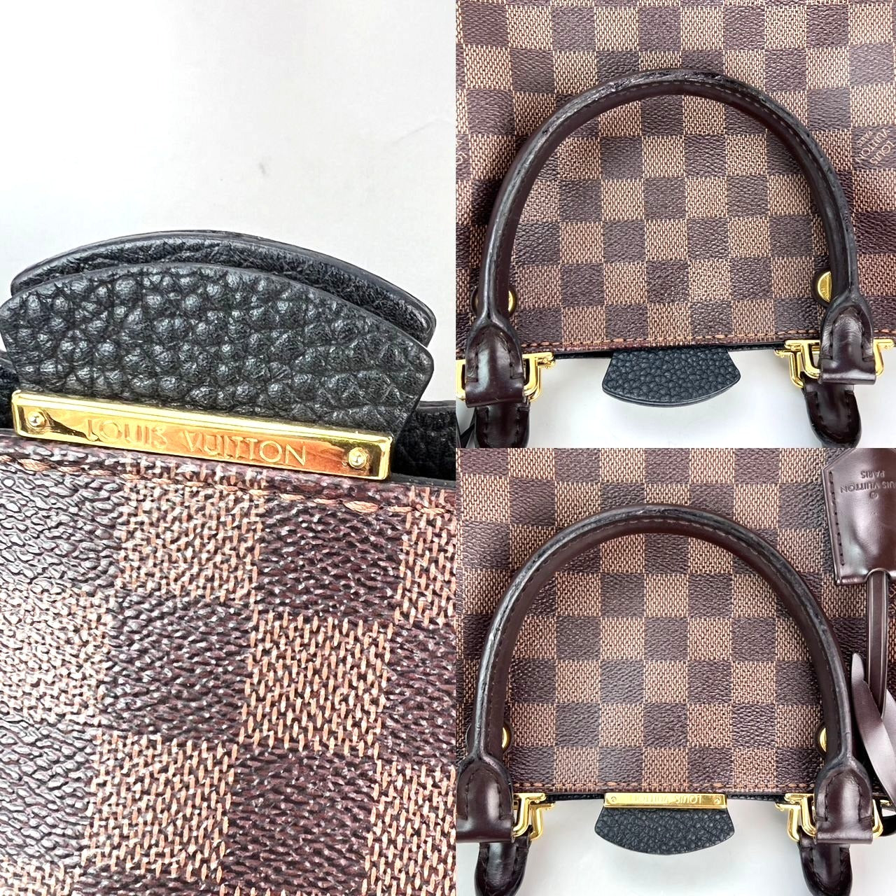 Louis Vuitton Damier EbeneCuir Taurillon Brittany Sac à bandoulière noir